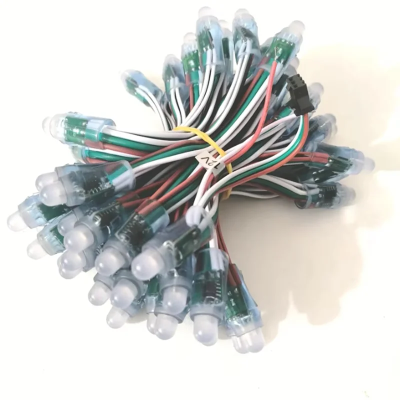Фото 50 шт. WS2811 IC RGB полноцветные пиксели F12 мм цифровые адресные 12 В 5 В Dream Color светодиодные пиксели модуль строка водонепроницаемый свет 4 м №4