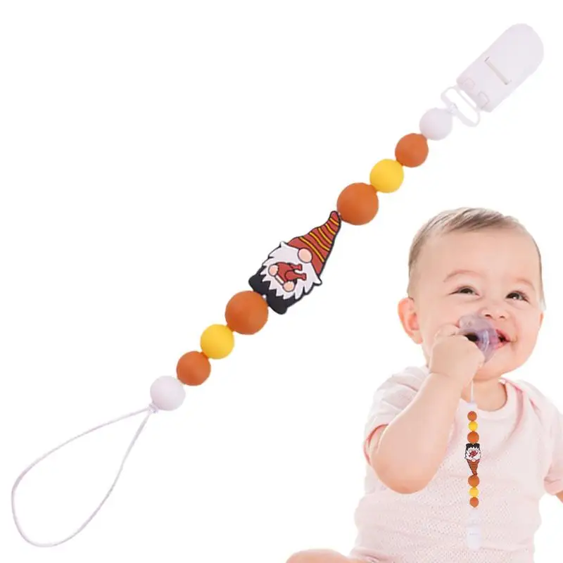 Детская силиконовая цепочка для соски-пустышки с мультяшным Санта-Клаусом
