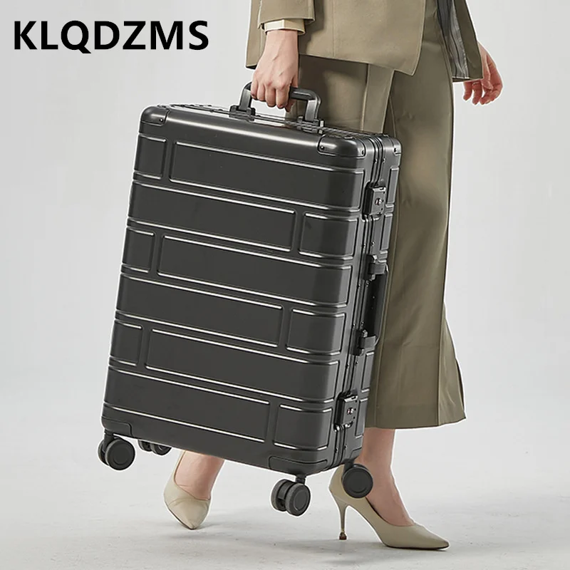 

KLQDZMS 20 "24" 28 дюймов, новый женский чемодан на колесиках из алюминиево-магниевого сплава, Мужская кабина