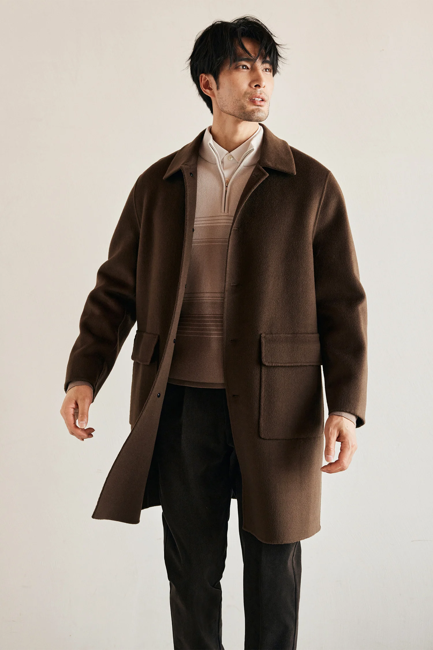 Milan Elite Gentleman массивное двустороннее шерстяное пальто средней длины с лацканами