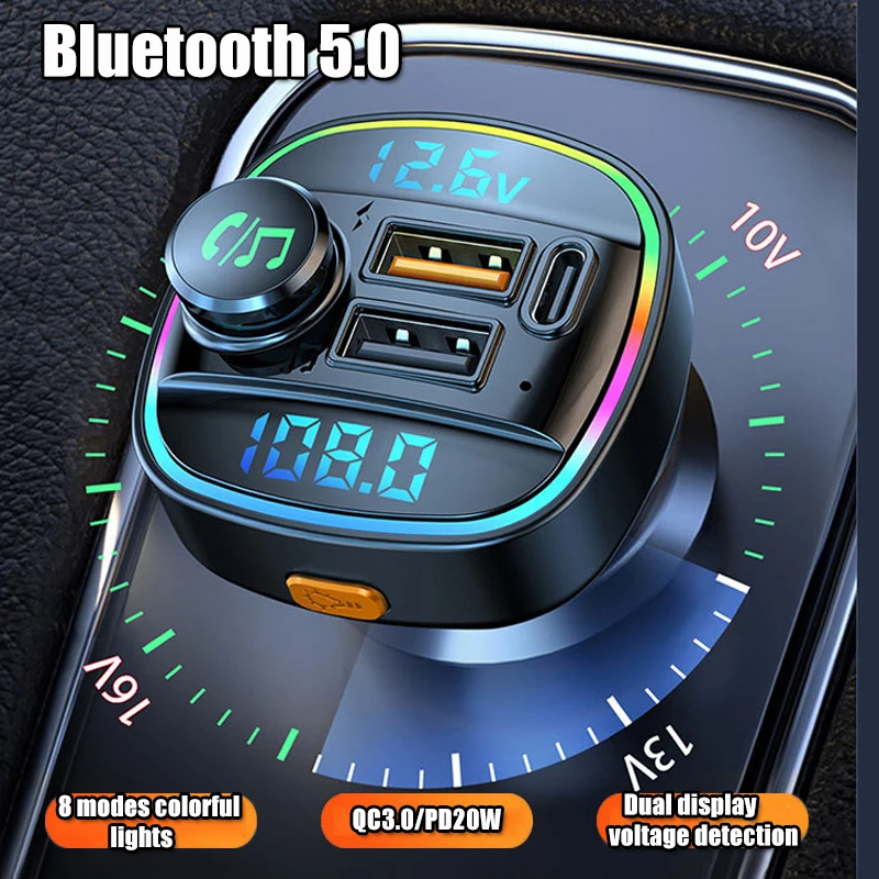 

Bluetooth 5,0 FM-трансмиттер беспроводной автомобильный комплект FM-модулятор Быстрая зарядка PD20W 3,0 USB флэш-накопитель MP3-плеер Поддержка громкой с...