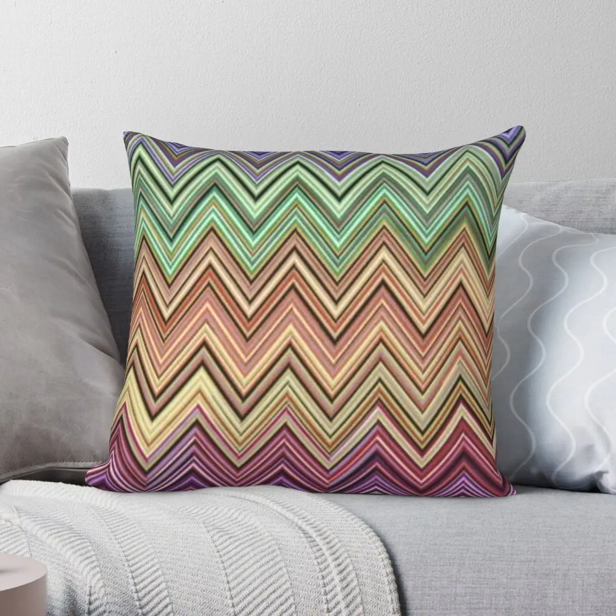 

Zigzag Home Decor Pillowcase Polyester Linen Velvet Creative Zip Decor Pillow Case Room Cushion Cover