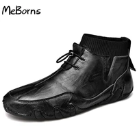 handmade men martins boots casual lace up luxury genuine leather fashion mens shoes cowboy botas hombre