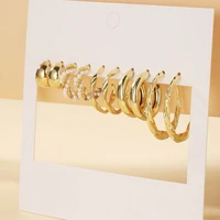 trendy vintage gold earrings set stud earrings for women korean geometric metal crystal small earrings 2022 jewelry