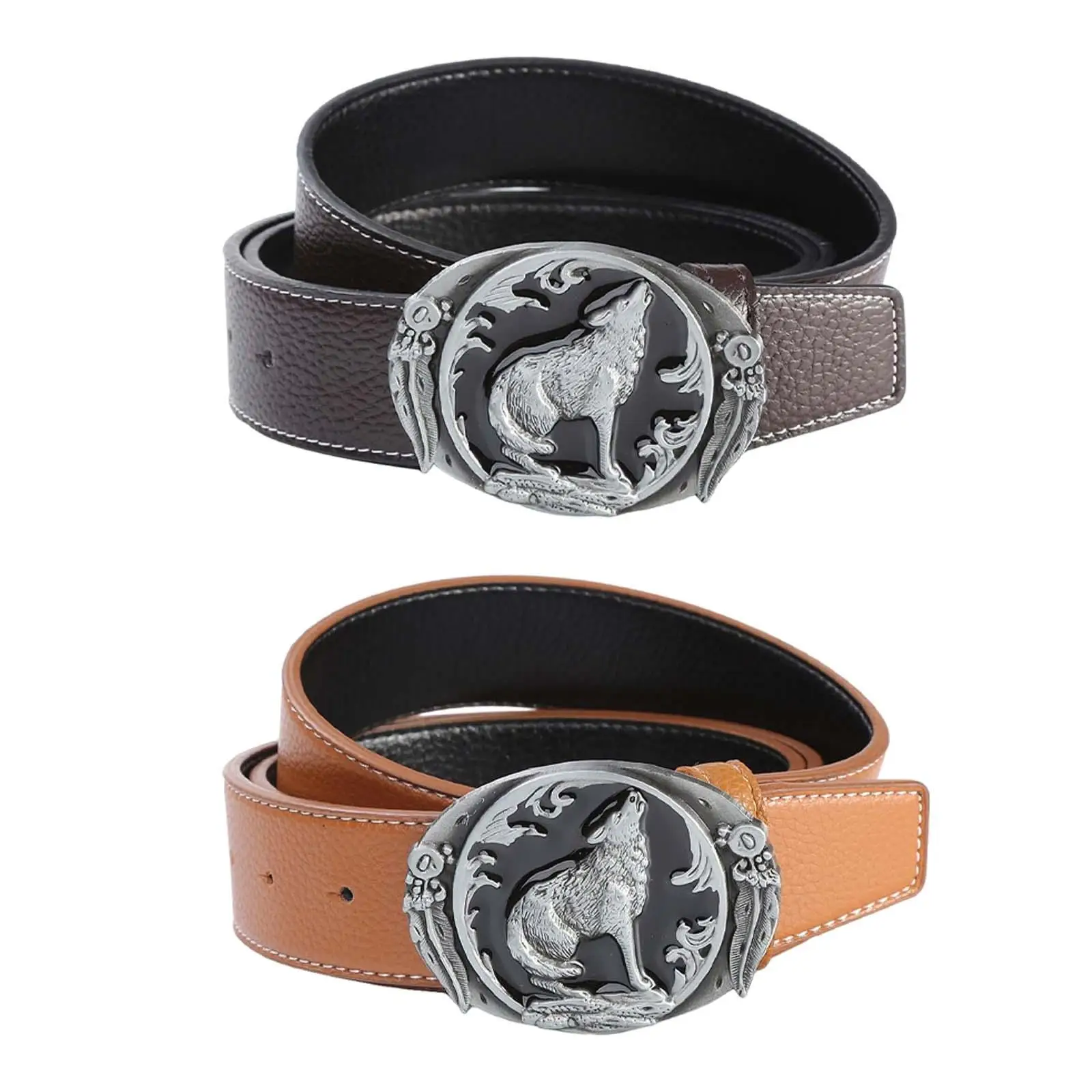 

Western Men's Belt Embossed Buckle 1-1/2" Wide Fashion PU Leather Vintage Style Indian Style Casual 47" Long Decorative Belt