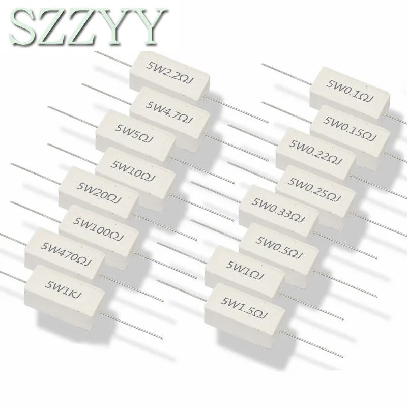 

Цементный резистор 5 Вт 5%, сопротивление мощности 0,1 ~ 10K 0.1R 0.5R 1R 10R 100R 0,22 0,33 0,5 1 2 5 8 10 15 20 25 30 100 1K 10 кОм, 10 шт.