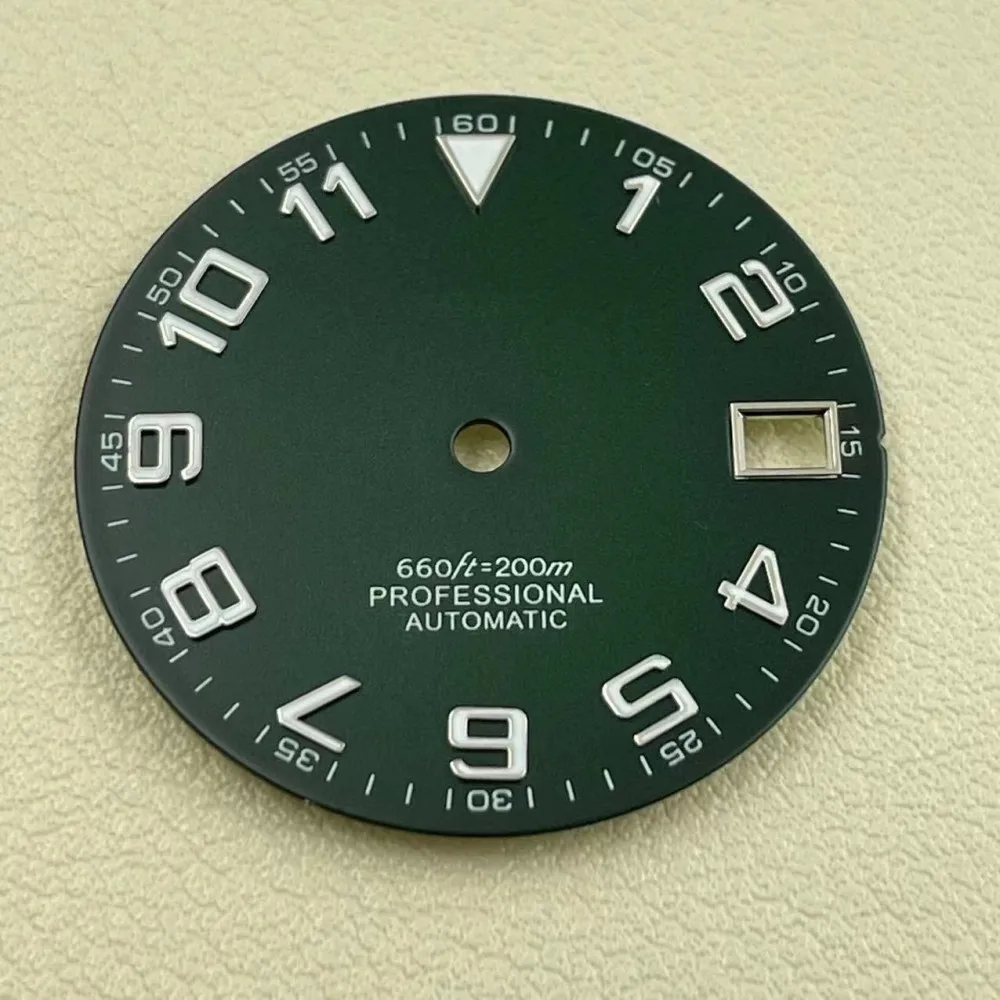Watch modified calendar dial diameter 28.5 green luminous suitable for NH36/4R36 automatic movement literal watch accessories