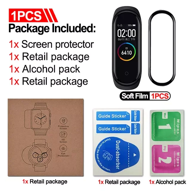 

Full Curved watch Film for Xiaomi MI band 4 5 6 Screen Protector for Miband 4 5 6 Soft Screen Protective Watch Accessories