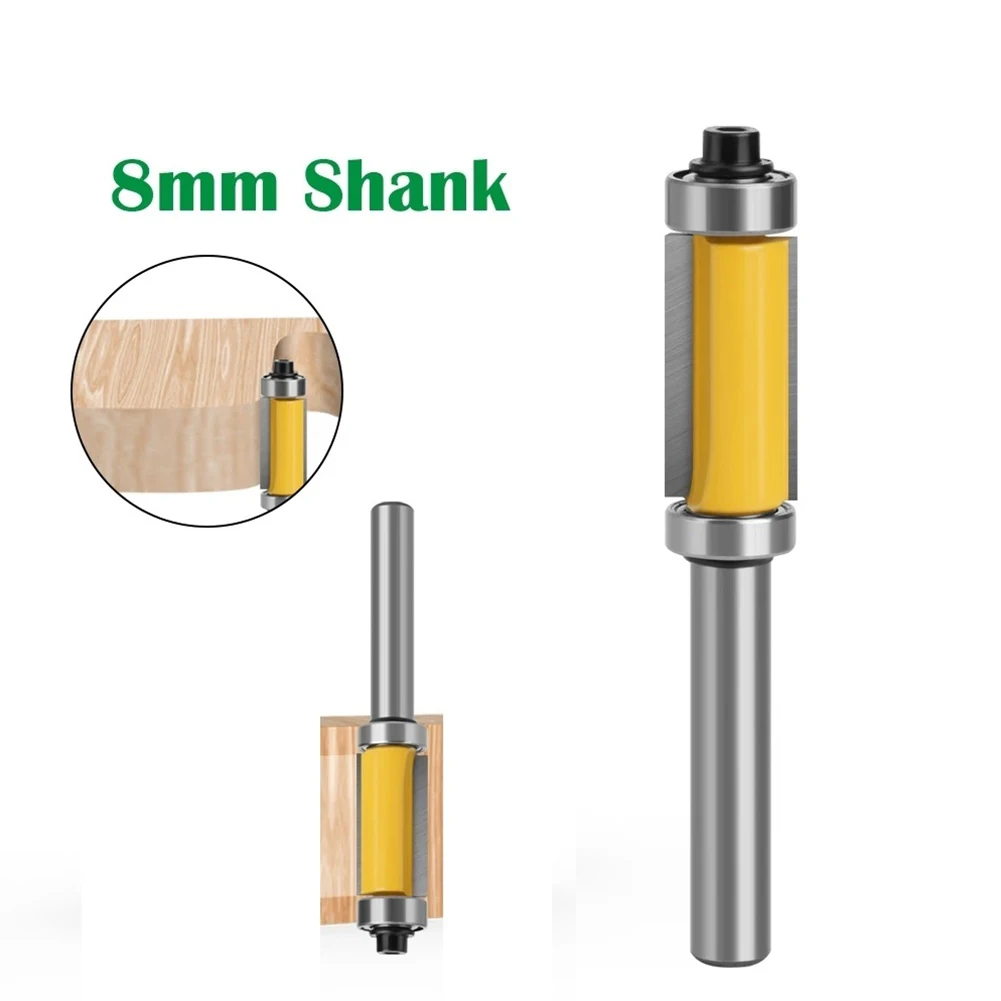 

1 Pc Milling Cutter 8mm Shank Double Bearing Straight Trim Router Bit Carbide Flush Trimming For Carpentry Woodworking Tools