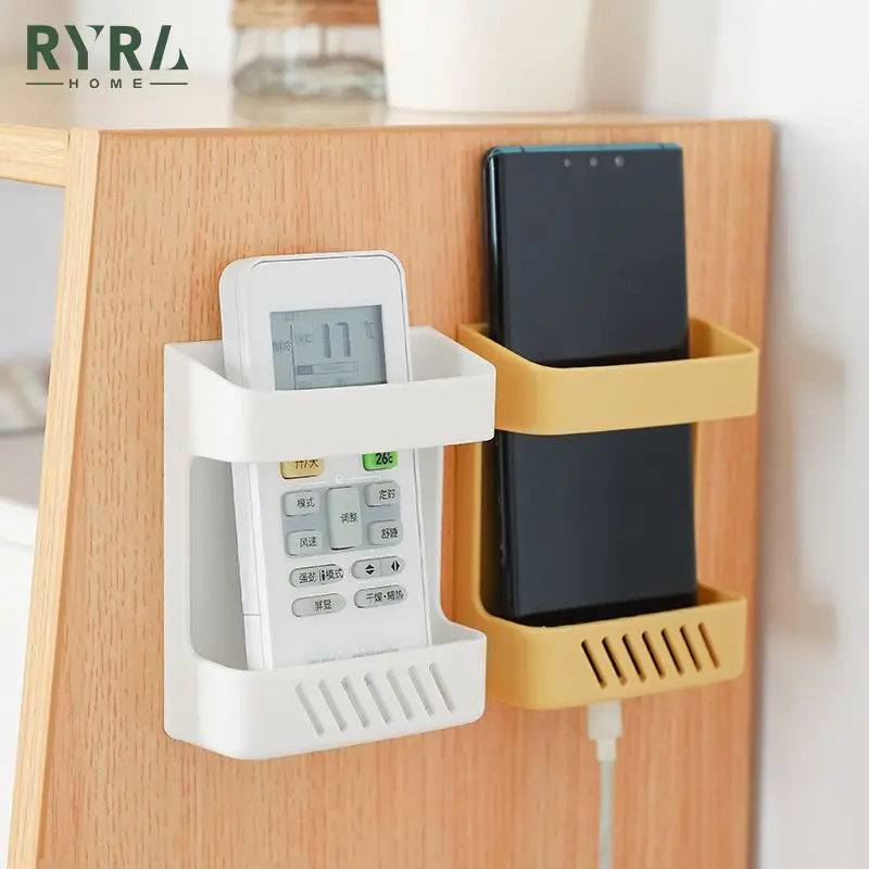 

Wall Mounted Storage Box Remote Control Air Conditioner Storage Case Mobile Phone Plug Holder Stand Container Kitchen Organizer