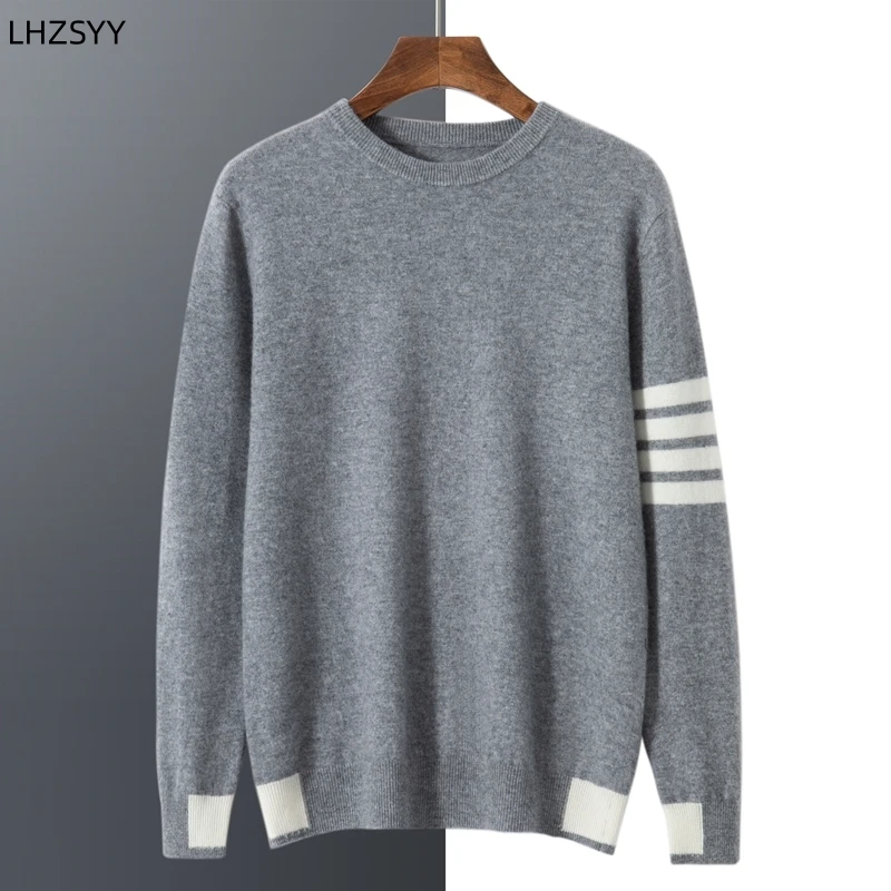 LHZSYY осенне-зимний Новый мужской свитер из 100% чистого кашемира свободные вязаные