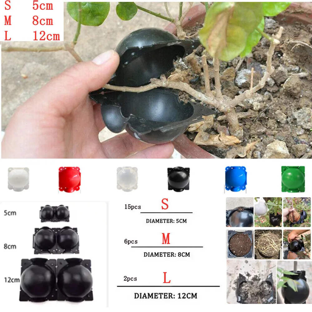 

Diameter 15pcs 5cm 6pcs 8cm 2pcs 12cm Plant Rooting Ball Equipment High Pressure Propagation Breeding Case For Garden Sapling