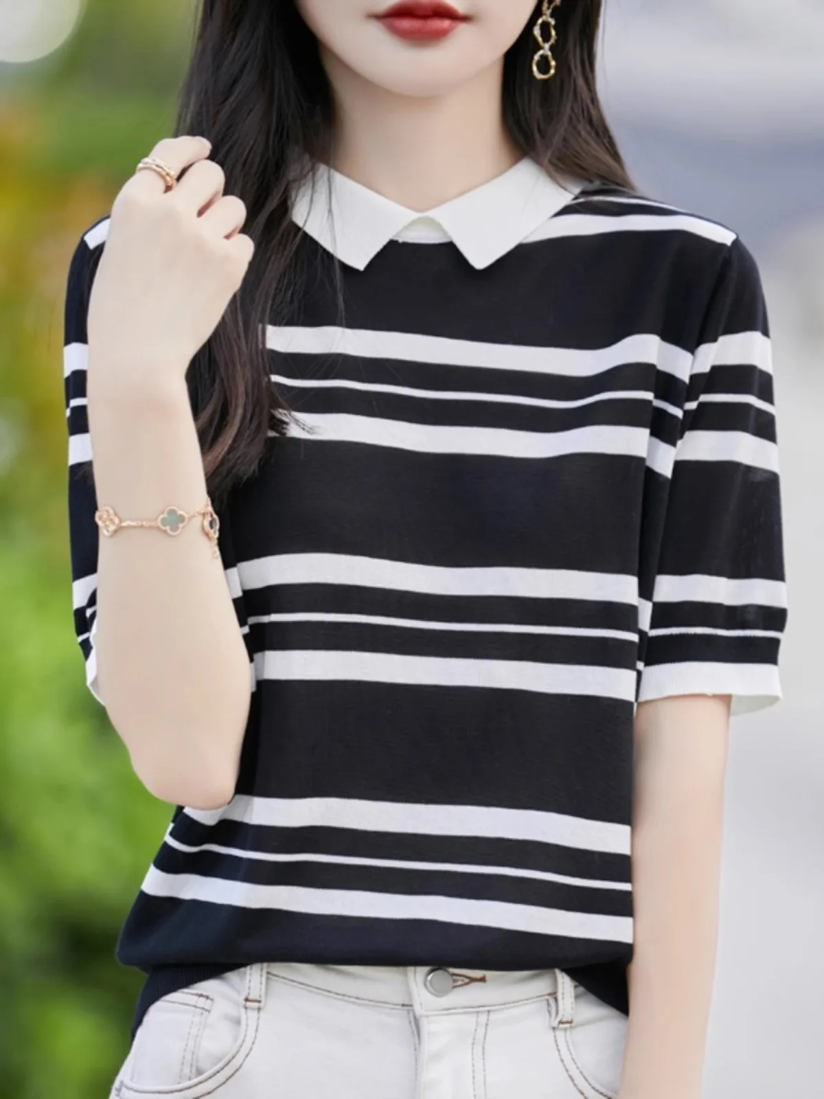 Женская Летняя трикотажная футболка из вискозы с коротким рукавом