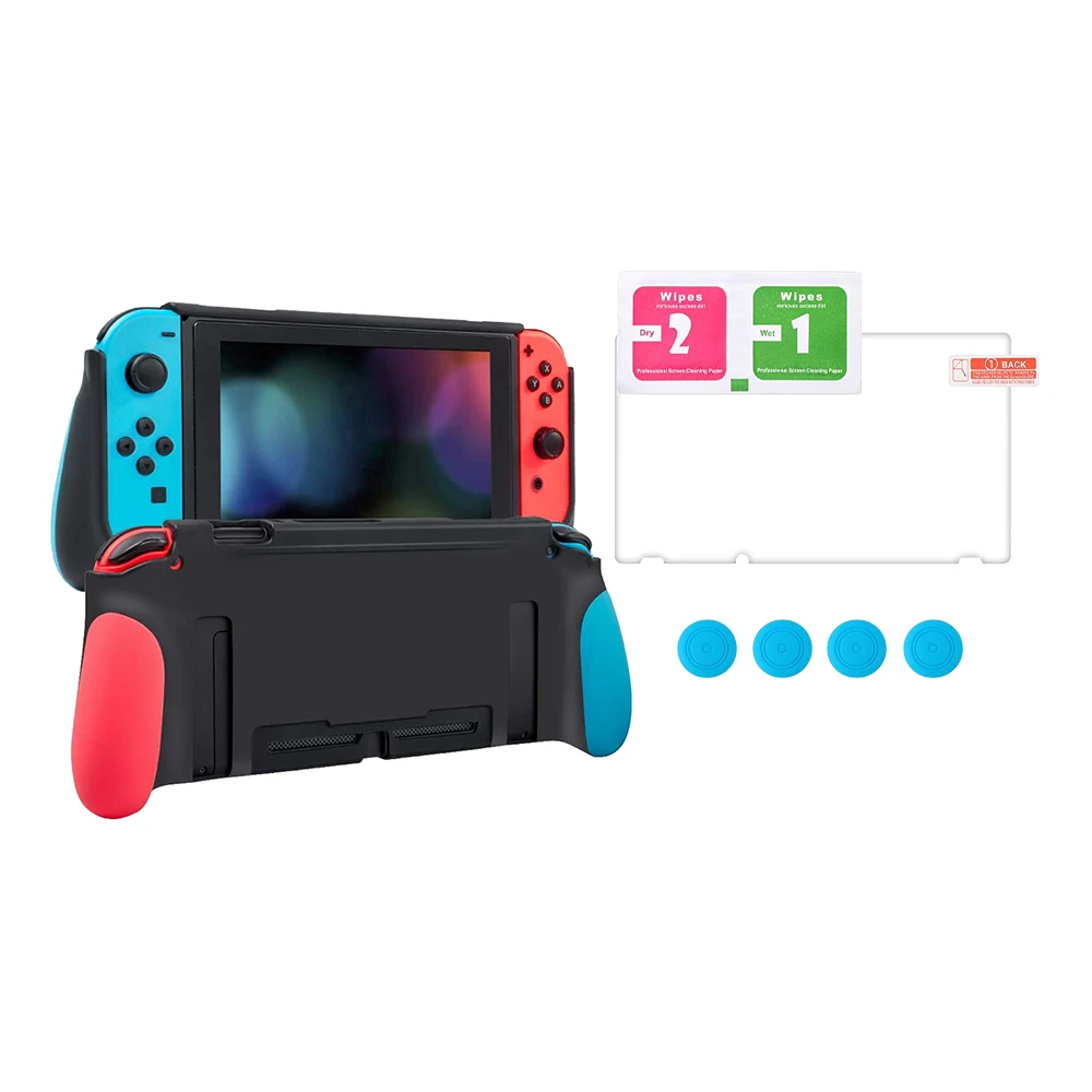 

Чехол из ТПУ с эргономичной ручкой, совместимый с переключателем Nintendo, с 4 колпачками для захвата большими пальцами и защитной пленкой из за...