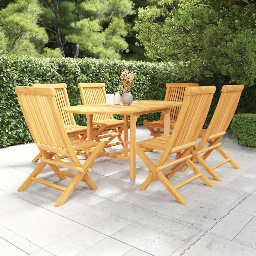 

7 Piece Garden Dining Set,Patio Table and Chair Set, Solid Teak Wood