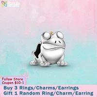smuxin 925 sterling silver charm two tone frog prince charm fit original pandora bracelets for women jewelry making girl jewelry