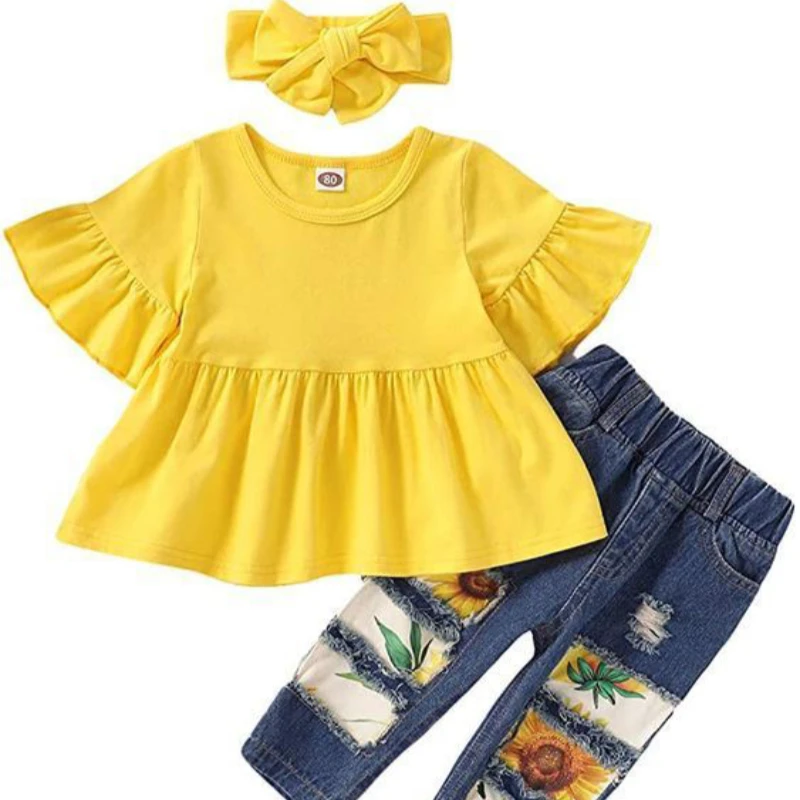 

Girls' Short Sleeve Jeans Suit