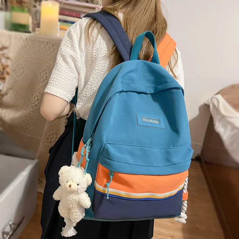 

Модный Цветной нейлоновый женский рюкзак, крутая Дорожная сумка на шнурке, простой удобный ранец для девушек, милая маленькая школьная сумк...