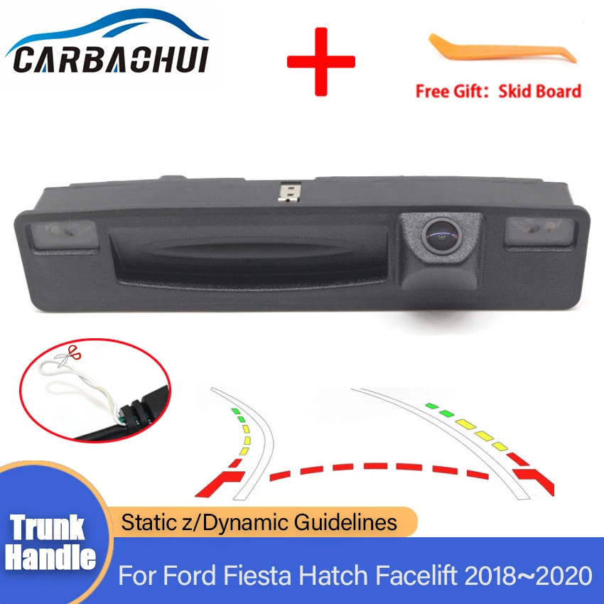 

HD траектория с ручкой багажника камера для Ford Fiesta хэтчбек Facelift 2018 2019 CCD ночное видение резервная камера заднего вида