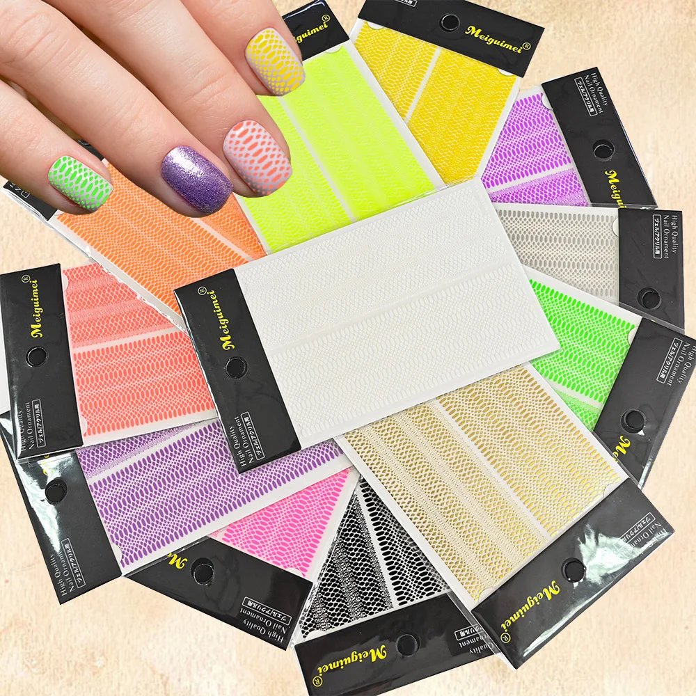 

1sheet Fluorescen Nails Art Stickers Sexy Snakeskin Tattoo Print Nails Decals Self-Adhesive Stickers For Nail Art Manicure Decor