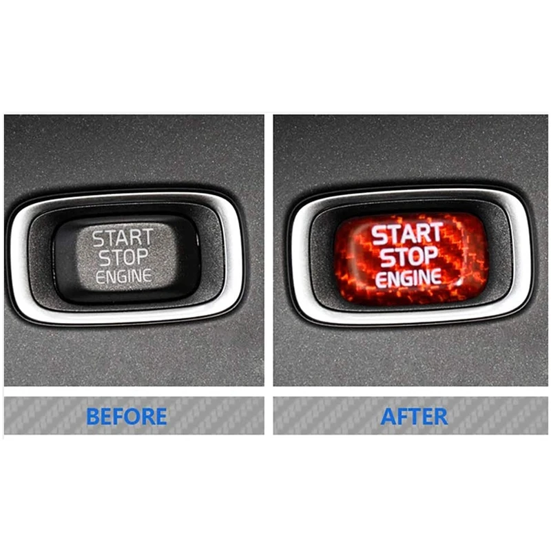 Наклейка для кнопки запуска двигателя из углеродного волокна внутренняя отделка