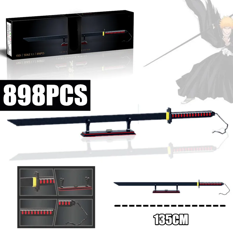 

New 898pcs IDEAS 1:1 Scale Tachi Building Blocks Samurai Sword Bricks Cold Weapon Models Kids DIY Toys Children Gifts
