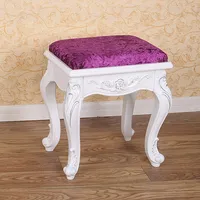 European minimalist white solid wood dressing table stool Korean pastoral dressing stool nail makeup chair bedroom sitting stool