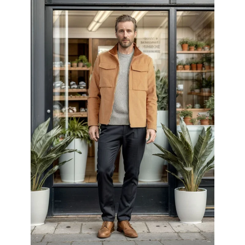 Весенне-осенняя универсальная мужская курткаНовая однотонная куртка в