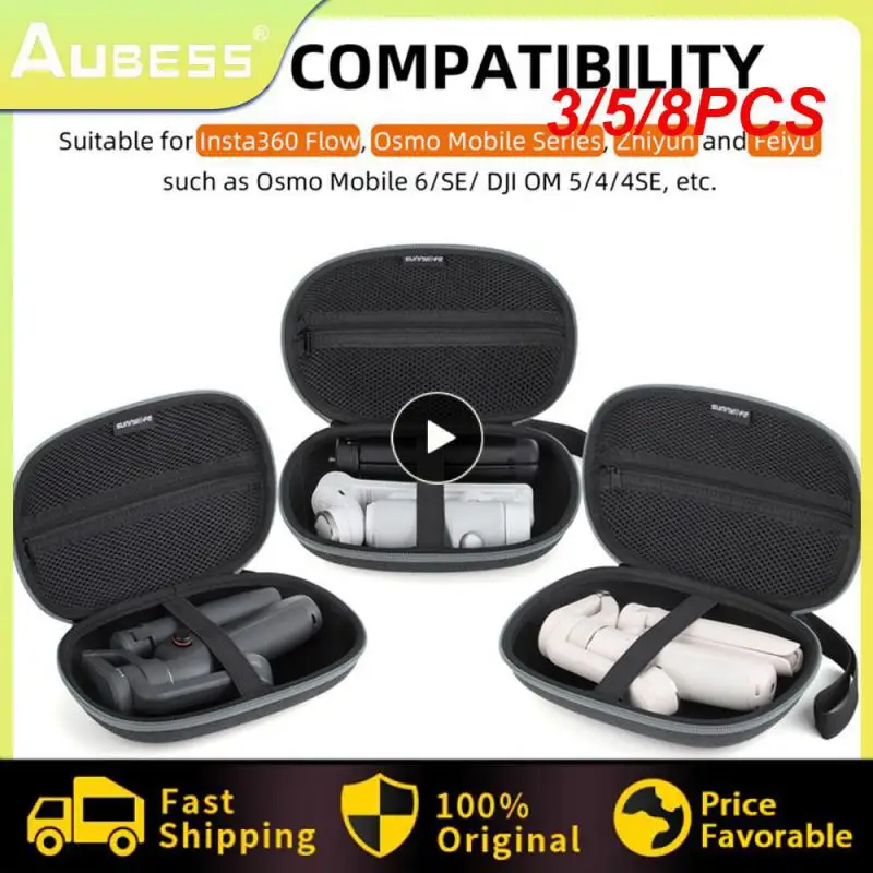 

3/5/8PCS Black Hand Case Portable Protective Handbag High Quality Zipper Carrying Case Office Accessories Fabric Large Capacity