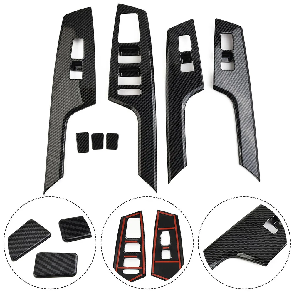 

Trim Handle Bowl Cover Door Parts Durable Interior Decoration 7Pcs Car Accessories Carbon Fiber Style Brand New