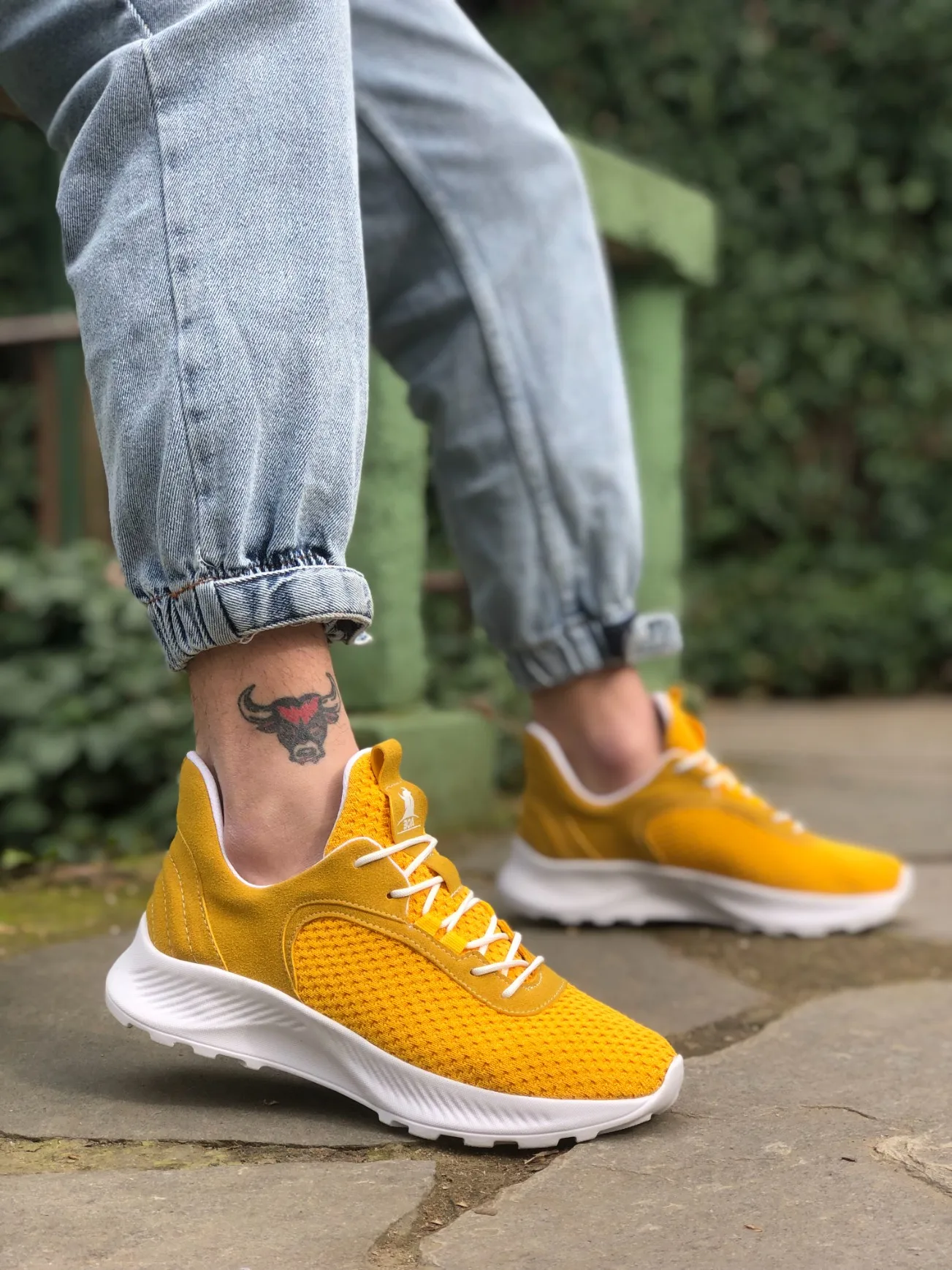 

BA0333 Knitwear high sole style Sneakers yellow men's Sneakers