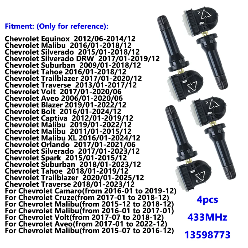 

Датчик давления в шинах TPMS 433 МГц для Chevrolet Cruze Malibu Silverado Equinox Impala Tahoe Volt Trailblazer 2015-2019 13598773