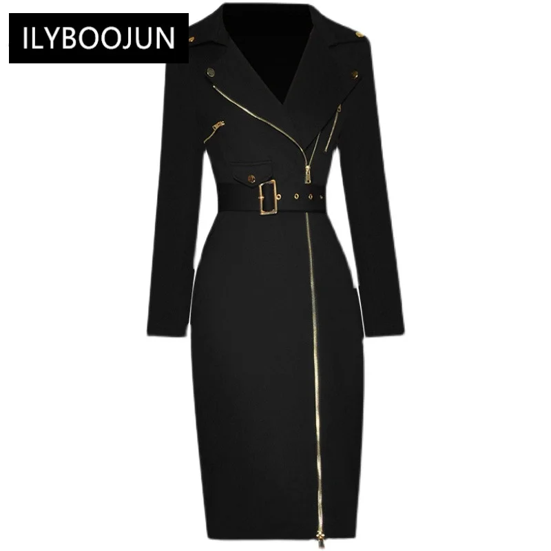 

Платье-карандаш с отложным воротником и длинным рукавом, весна 2023