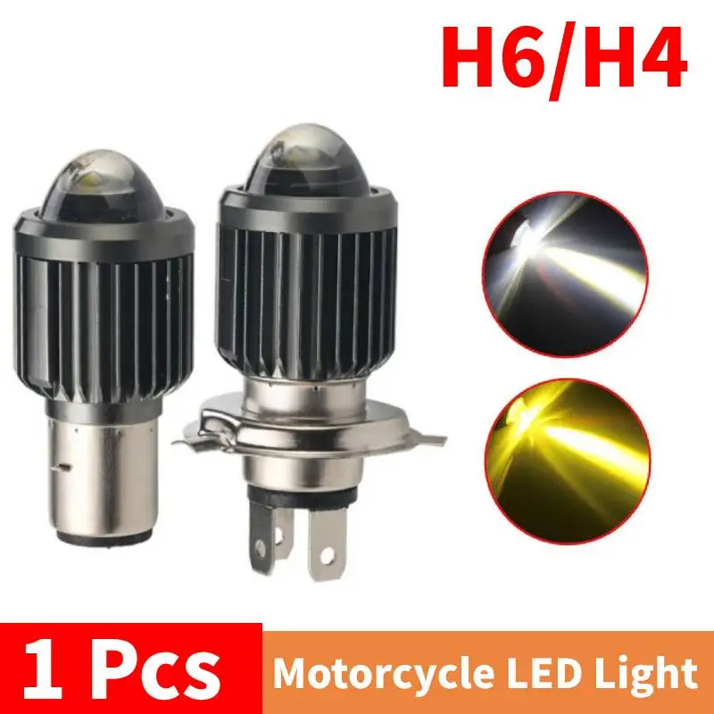

1pcs H4 H6 LED Motorcycle Front Light BA20D Headlight Bulbs CSP Lens White Yellow Hi/Lo Beam Fog Lamp Accessories 12V 3000LM