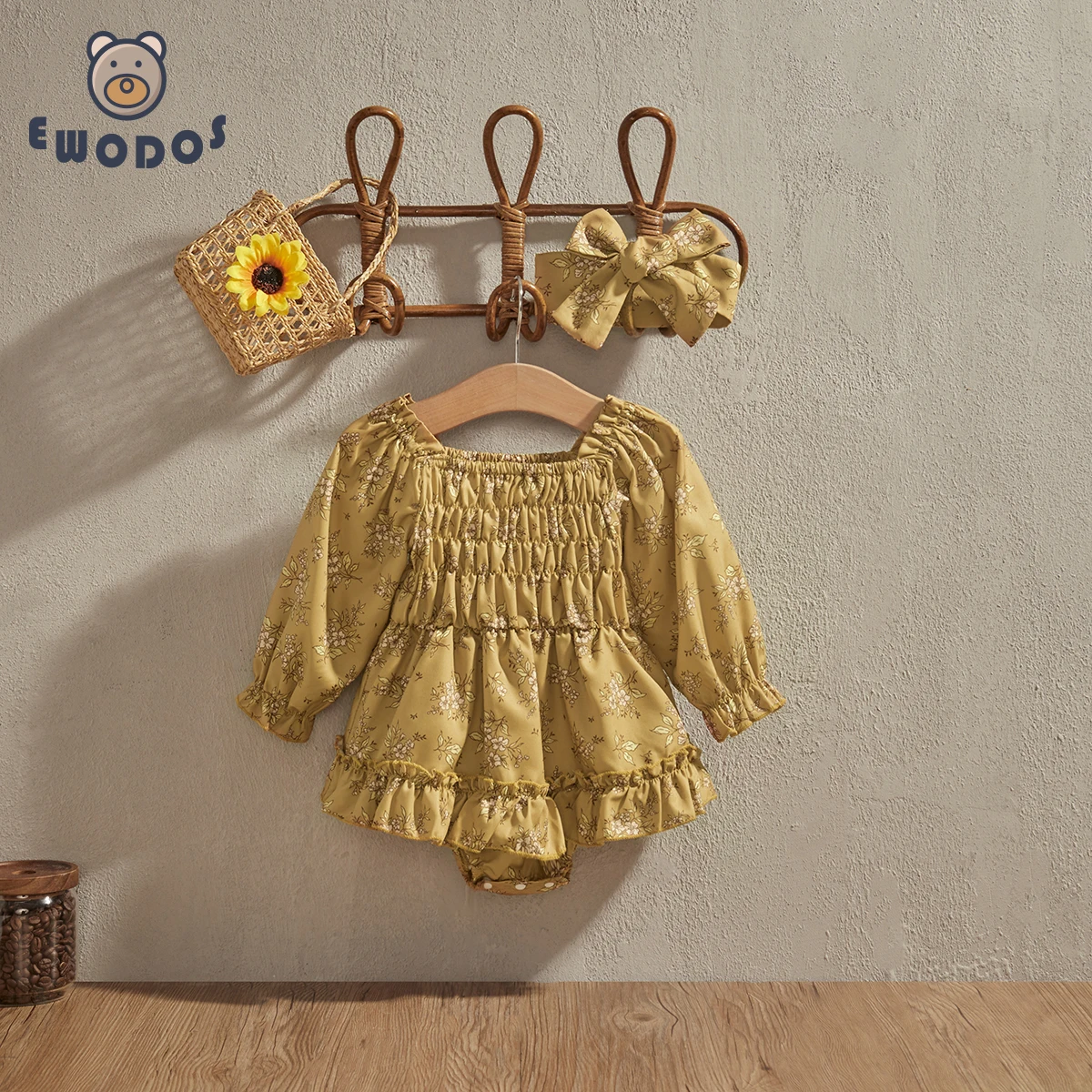 

Детское боди с длинным рукавом, с цветочным принтом