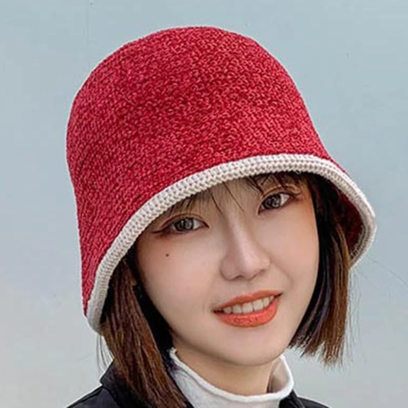 

Панама женская шерстяная, модная шапка в Корейском стиле, однотонная, для рыбалки, защита ушей, Осень-зима