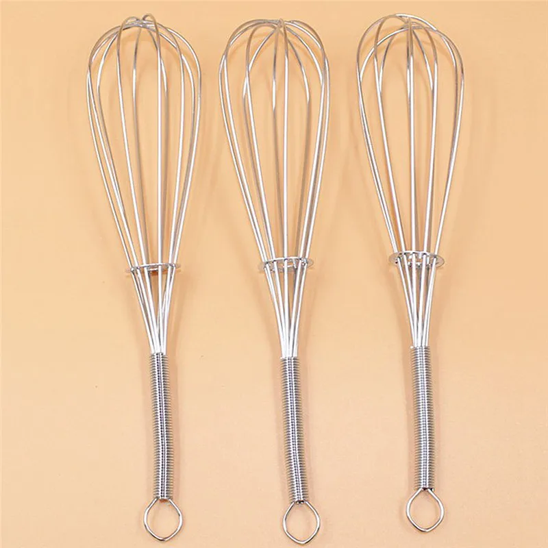 

Spring Handle Stainless Steel Egg Stirring Balloon Wire Whisk Manual Egg Beater Mixer Kitchen Baking Utensil Cream Butter Whisk