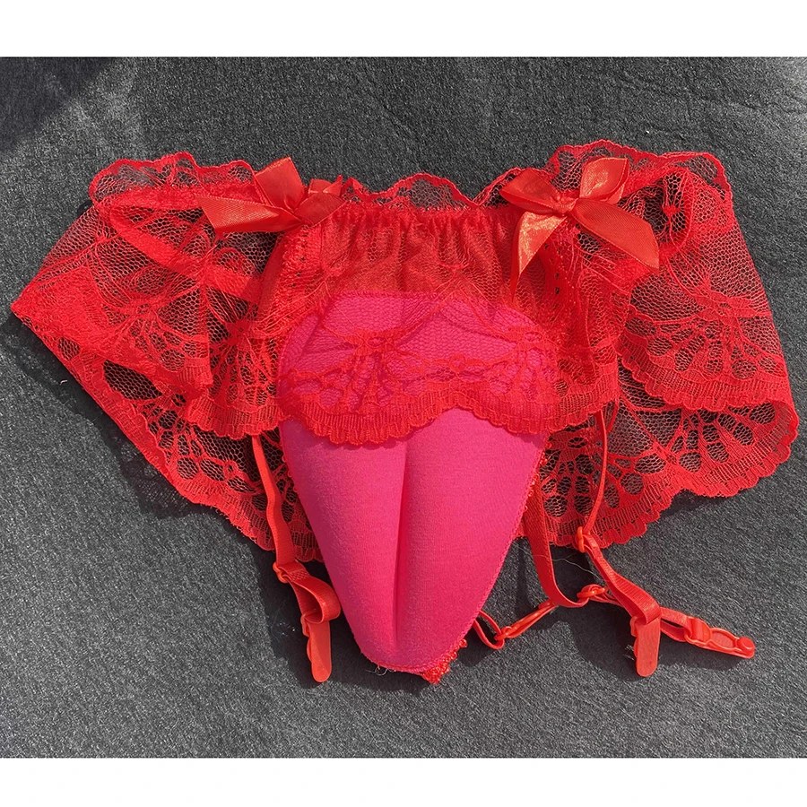 Hiding Gaff Lace Lingerie Underwears Crossdresser Transgender Shemale Drag Queen Camel Toe Garter Panties Exotic Briefs