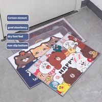door mat entrance bedroom carpet home absorbent non slip foot mat toilet bathroom bathroom kitchen cartoon printing floor mat