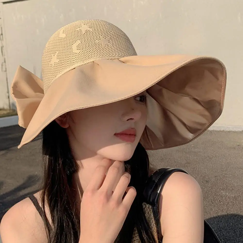 

Шляпа с широкими полями женская, стильная Ультралегкая Солнцезащитная шапка с защитой от ультрафиолетовых лучей, однотонный козырек с широкими полями, для пляжа, для лета