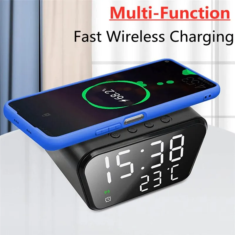 Desktop Temperature Phone Chargers Stand 15w Fast Wireless Charging Dock Station