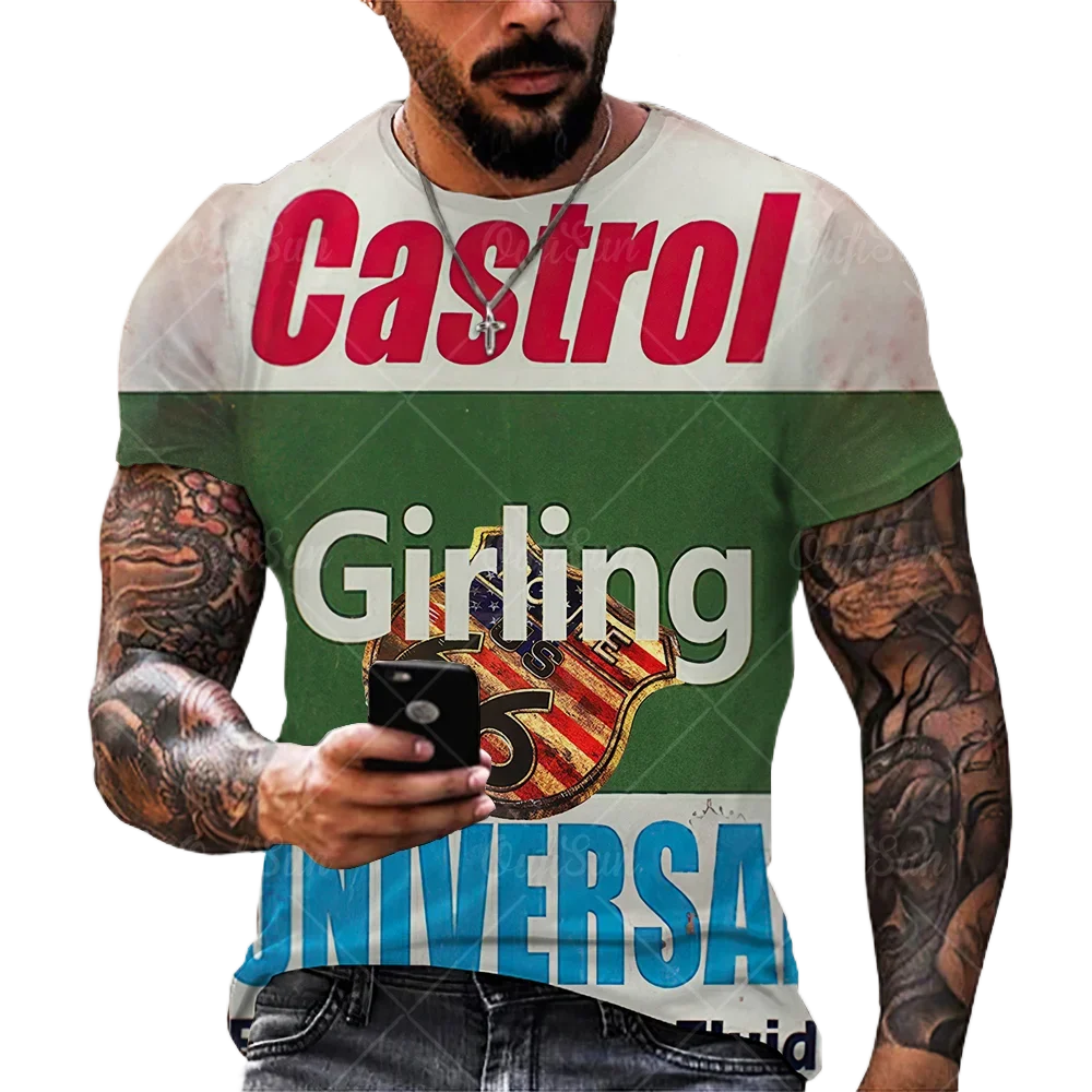 Мужская Футболка Оверсайз С Коротким Рукавом Винтажная Уличная Мотоциклетная