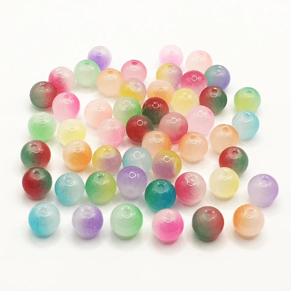 

50pcs 8mm Gradual Change Colors Bracelet Crystal Glass Beads Round Loose Spacer Beads for DIY Making Earrings Necklace Jewelry A