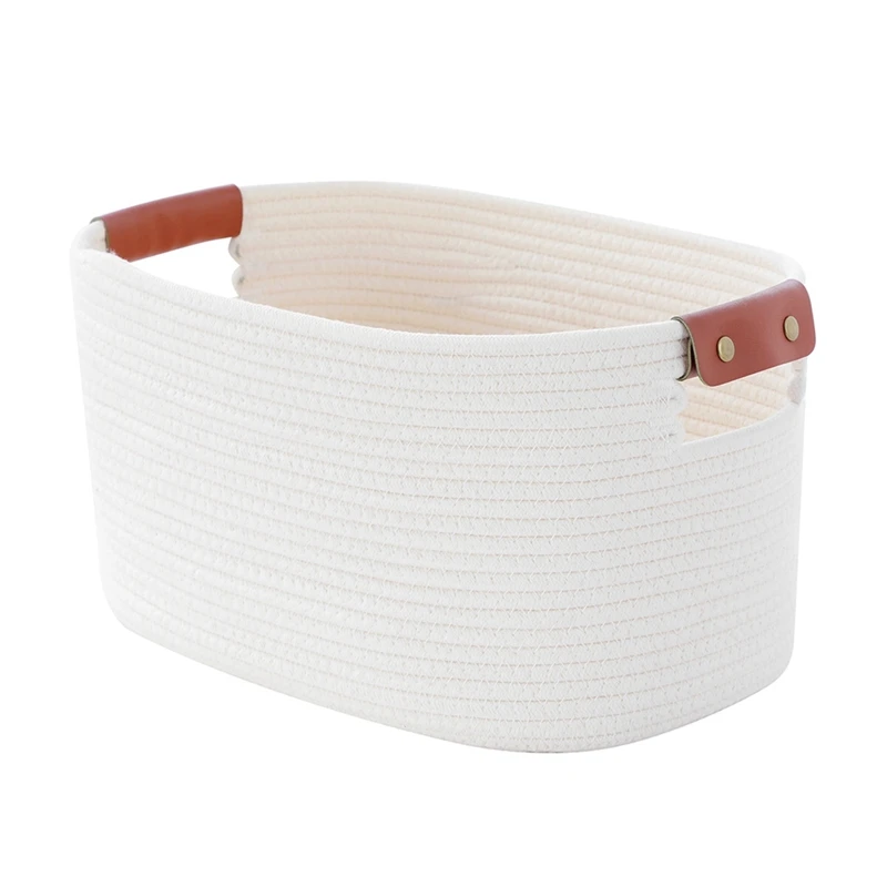 

Cotton Rope Storage Basket Woven Basket With Handles Basket Baby Diapers And Toy Organizer