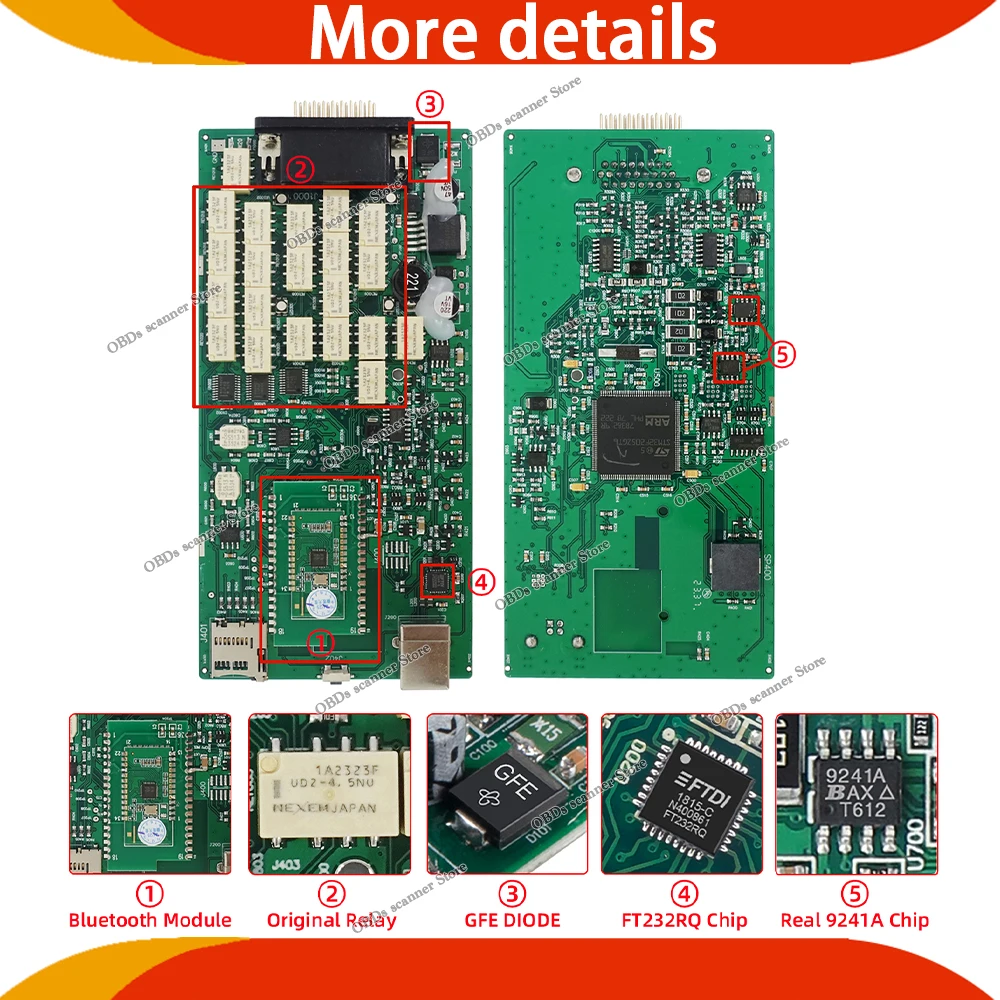 Фото Новый диагностический сканер 2026 Real 9241A Chip Single 2021 Auto Bluetooth DS + Keygen для автомобилей и грузовиков, кабель OBD2, VCDS VD150 3201 VCI №2