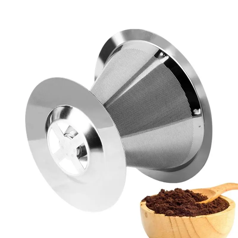 

Многоразовый фильтр для кофе, прочный держатель из нержавеющей стали, сетчатая воронка, корзина, фильтр для кофе, ситечко, кофейный инструмент