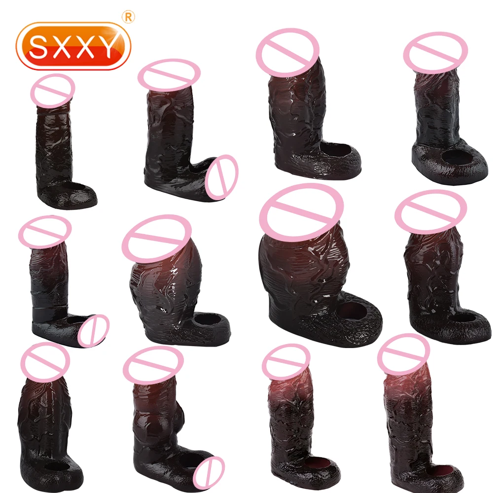 SXXY ультра реалистичный рукав для пениса секс-игрушки черный члена удлинитель