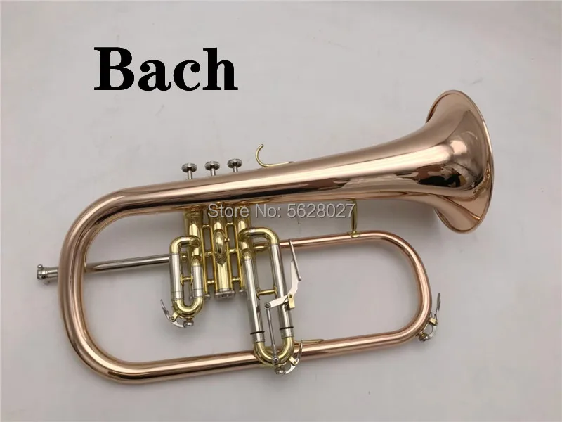 

Bach New Bb Flugelhorn Золотой фосфор и медь Flugelhorn Музыкальные инструменты с мундштуком для чехла