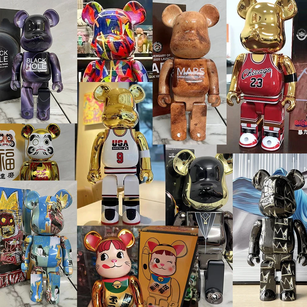 

High Quality Bearbricks 400 Be@rbrick 28cm Bearbricks Painting Black Bearbricks Basquiat Sculpture Statue Bear Brick Figurine