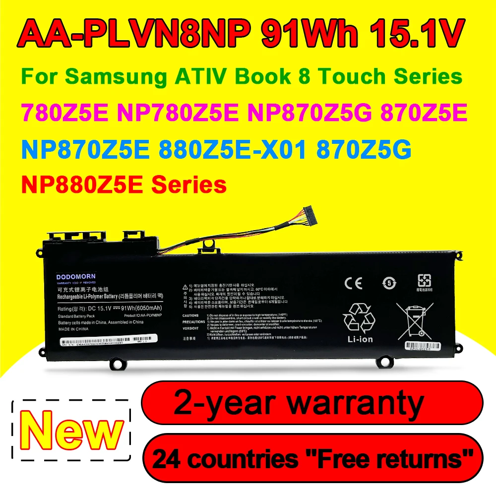 AA-PLVN8NP Аккумулятор для ноутбука Samsung ATIV Book 8 Touch 780Z5E 780Z5E-S01 NP780Z5E 870Z5G NP870Z5G 870Z5E NP870Z5E 15,1 V 91WH
